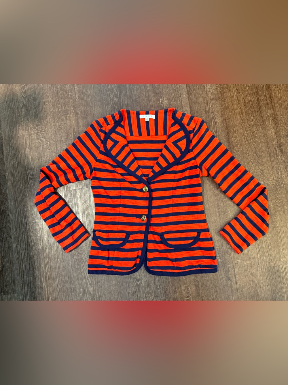 CAbi Red and Navy Striped blazer sz S
